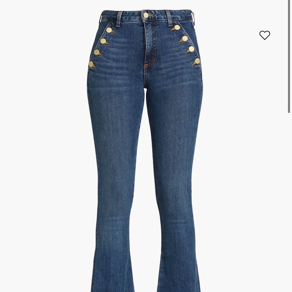 Ramy Brook Crop Denim Flare Jeans with Button Accents